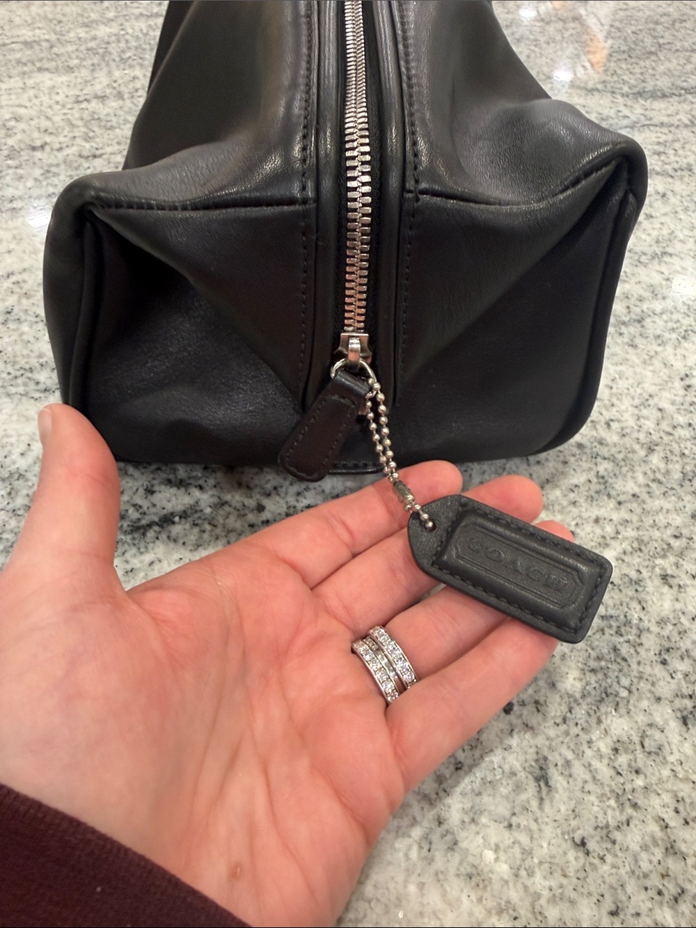 Coach Black Leather Toiletry Bag with Silver Hardware - Picture 2 of 8